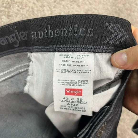 Wrangler‎ Authentics Mens Dark Wash Straight Leg Jeans 42x29 Stretch Waistband